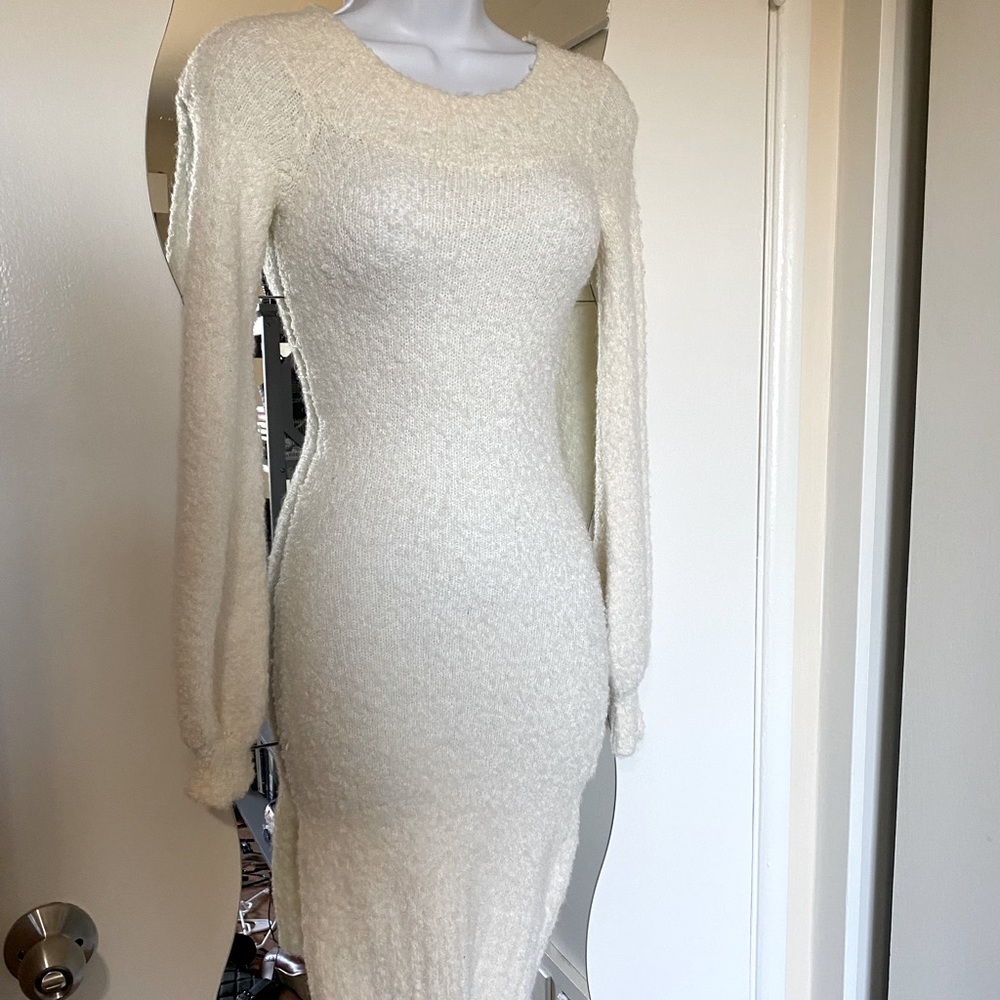 Bebe Fuzzy Balloon Sleeve Dress